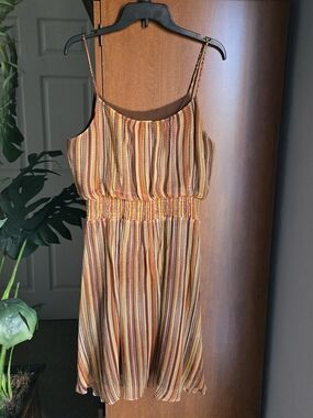 Striped Spaghetti Strap Mini Dress in Multi-Color
